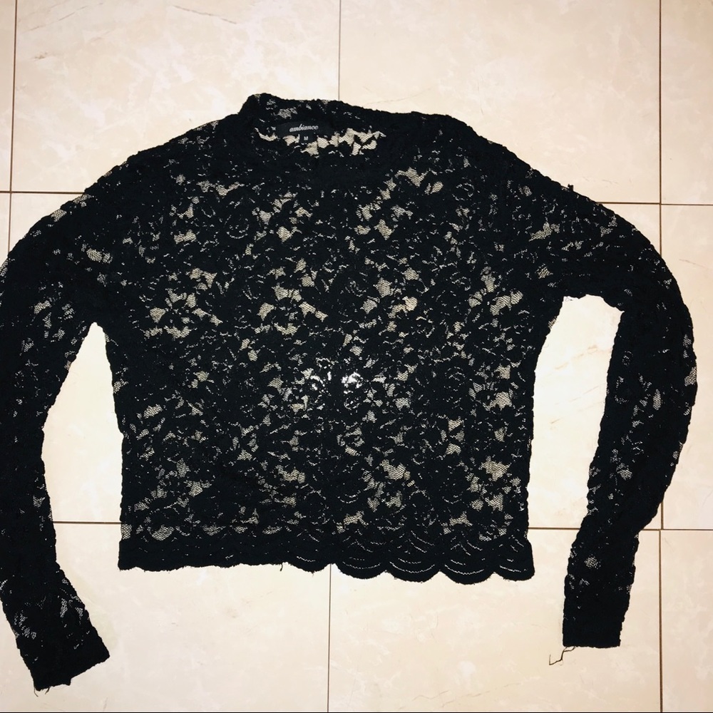 Black lace long sleeve blouse